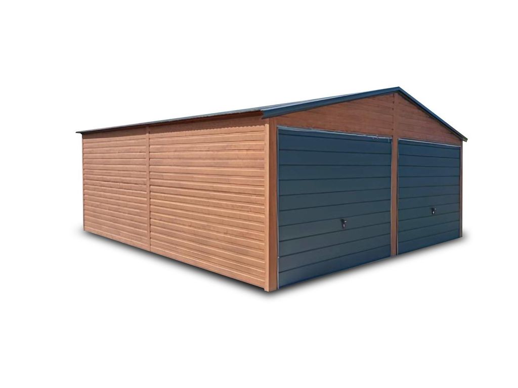 Blechgarage 6x6 Woodgrain Golden Eiche Graphit