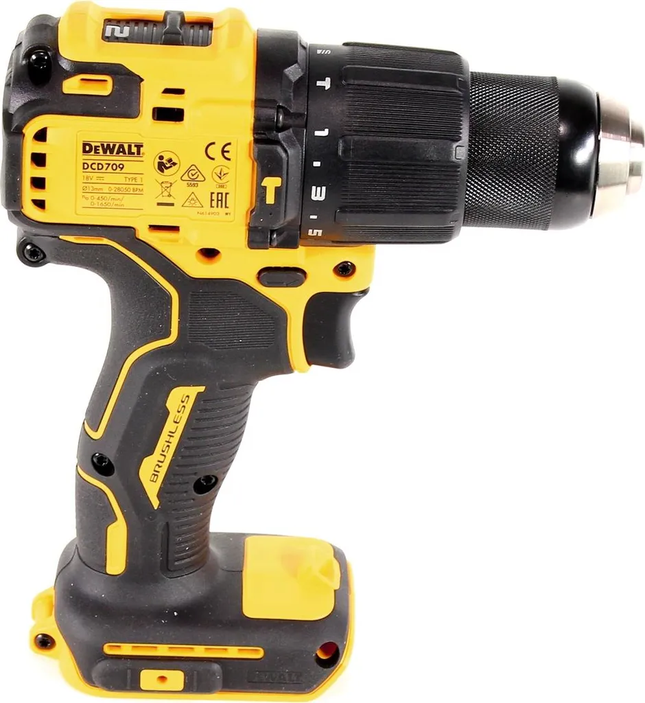 Perceuse à Percussion DEWALT DCD709N pour Travaux en Espaces Restreints