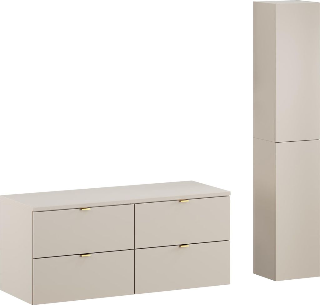 Badezimmermöbel-Set 120 Cm Kaschmir Mit Waschtisch Und Säule