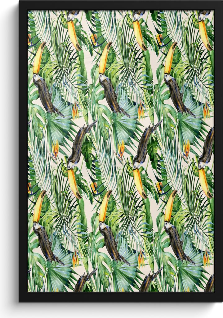 MuchoWow MuchoWow Gerahmtes Poster Paradiesvogelpflanze - Tukan - Tropisch 40x60 cm - Poster mit zchwarzem Bilderrahmen - Papierdruck - Wandbilder