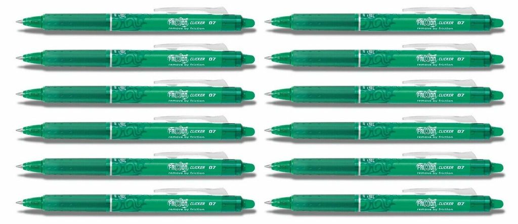 Pilot Frixion Clicker Kugelschreiber löschbare Tinte Grün 0,4 mm (12 Stück)