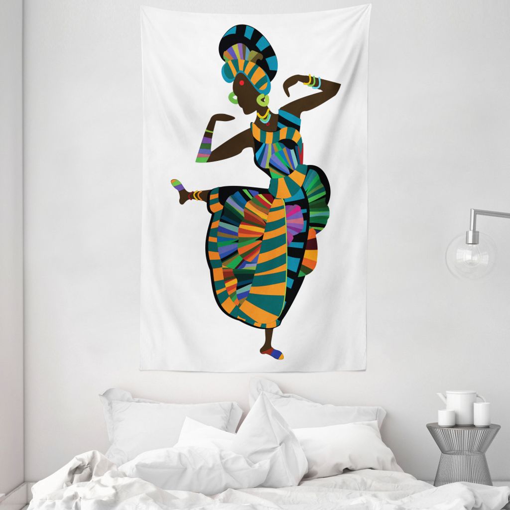 ABAKUHAUS afrikanische Frau Wandteppich und Tagesdecke, Tanzen Zulu-Mädchen aus Weiches Mikrofaser Stoff Waschbar ohne Verblassen Digitaldruck, 14...