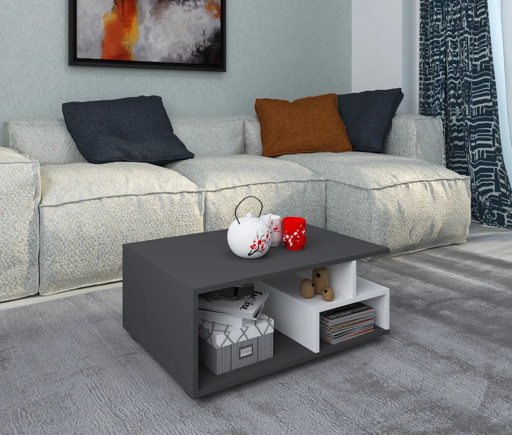 Tavolino & tavolino Sulas Antracite / Bianco A. 40 x L. 80 x P. 50 cm - 4