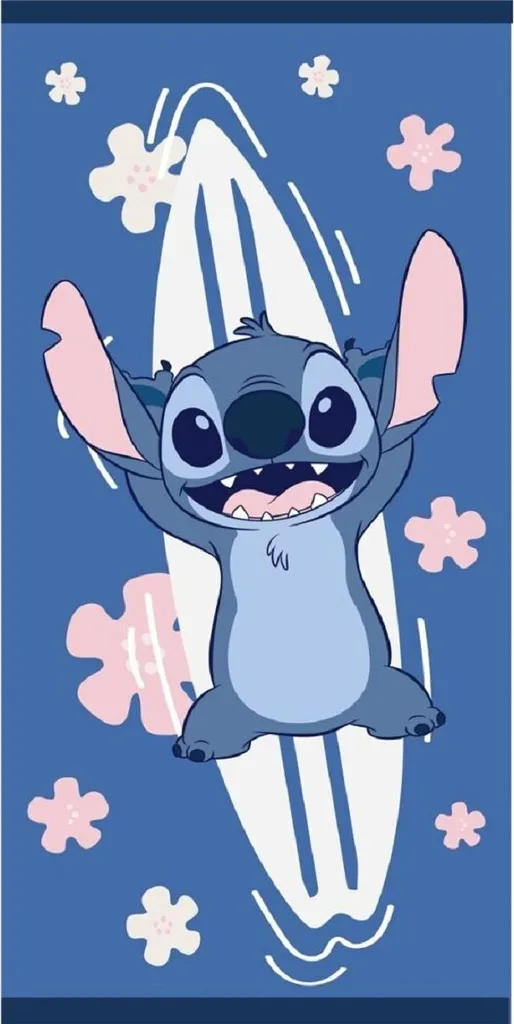 Telo Mare Stitch Surf 70x140 cm Poliestere - Disney Originale