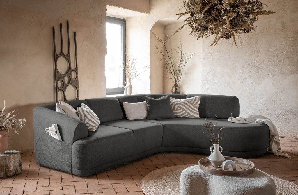 MIUFORM Bella Siena - Ecksofa L-FORM RECHTS - 287x209cm - Dunkelgrau - 6-Sitzer Sofa Couch