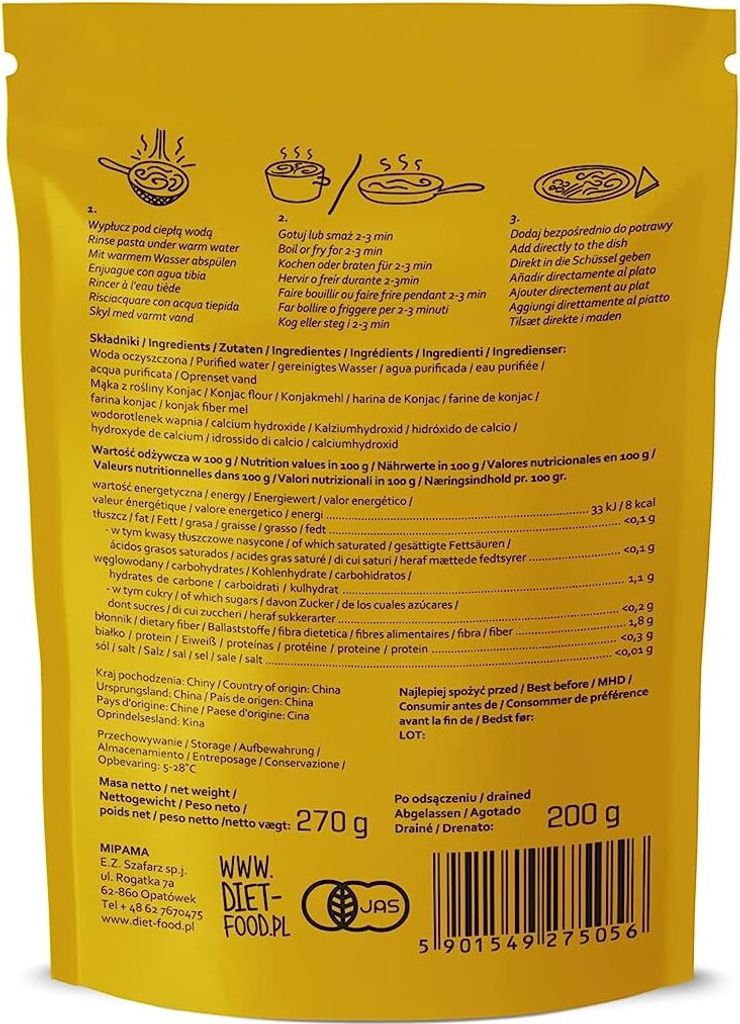 MAKARON (KONJAC) SPAGHETTI BEZGLUTENOWY 270 g (200 g) - Zdjęcie produktu 