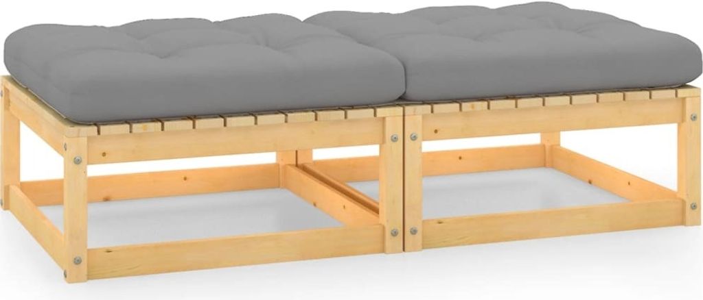 Gartenhocker mit Kissen 2 Stk. Massivholz Kiefer