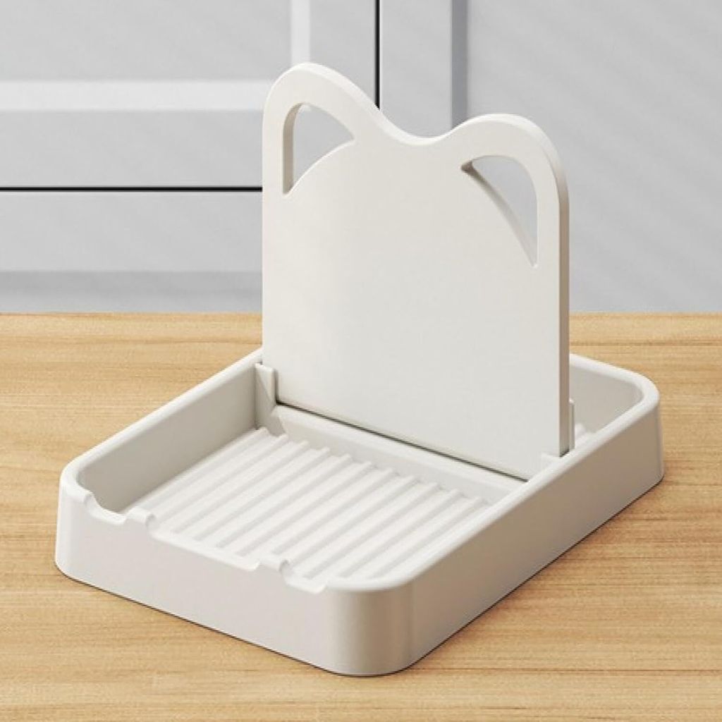 Küche Haushalt Topfdeckel Rack, Arbeitsplatte multifunktionale vertikale faltbare Wand hängen, Suppe Löffel Lagerung Rack Spatel Regal Weiß