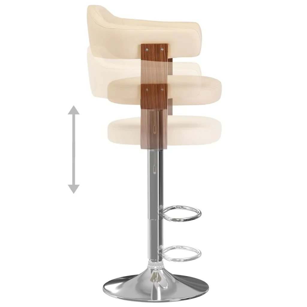 vidaXL Tabouret de bar 2 pcs Crème Bois Courbé et Simili-cuir Chic