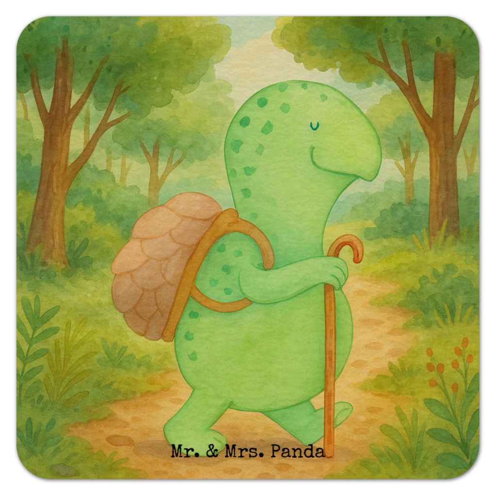 Mr. & Mrs. Panda Bierdeckel Schildkröte Wanderer Design 25er Set - Weiß - Geschenk, Rucksack, Motivationssprüche, Getränkeuntersetzer, gläseru...