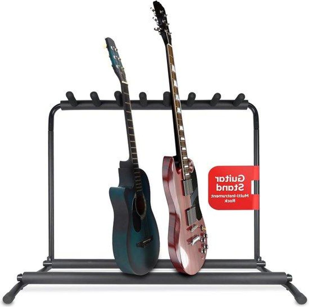 Klappständer für 7 Gitarren, Antirutsch, Mehrfachhalter, Gummi