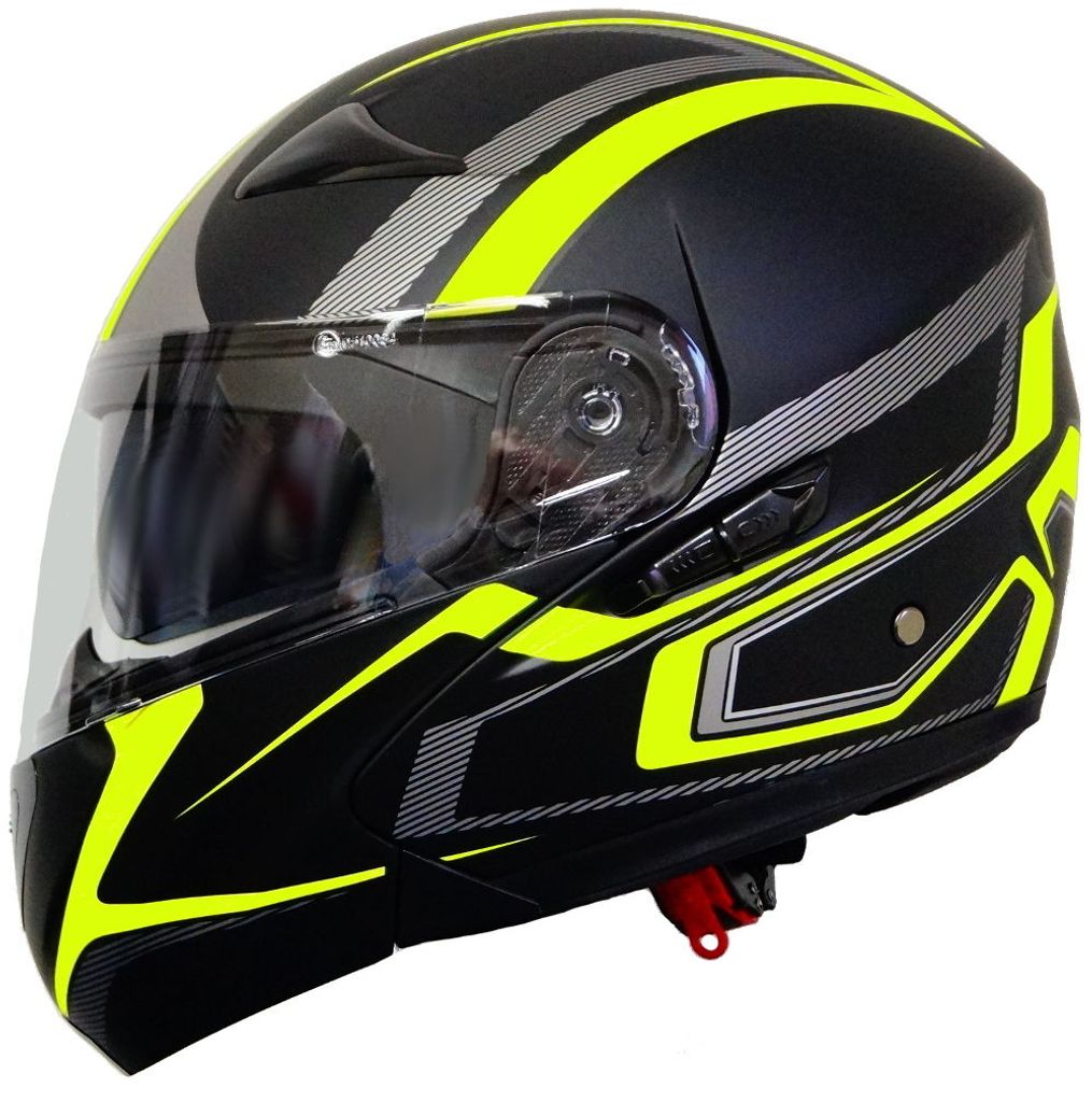 ZHIXX MALL Cool Motorradhelm,Klapphelm Integralhelm ，Sonnenschutz Roller Sturz Helm Double Lens Helm Matt-schwarz, XL