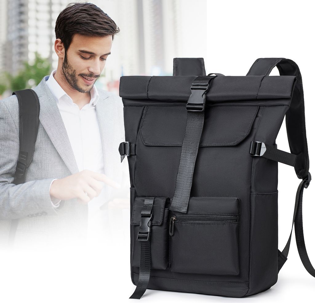 Rolltop Rucksack 26L Wasserdicht, Groß Tagesrucksäcke mit Laptopfach 15.6 Zoll, Fahrradrucksack Reiserucksack für Uni Freizeit Sport Wandern, Sc...