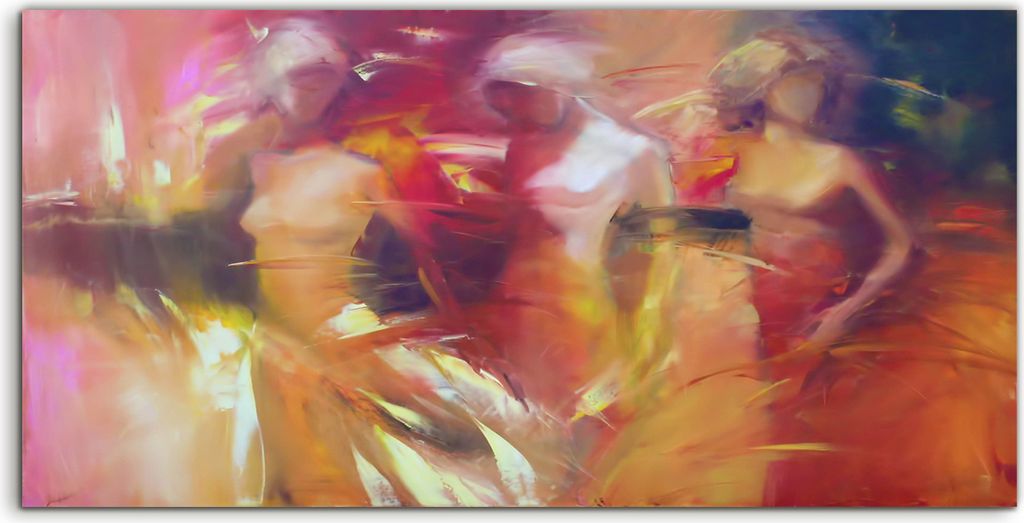 Coloray Acrylbild 120x60 Wandbild Acrylbilder Weibliche Figuren handgemachte Malerei