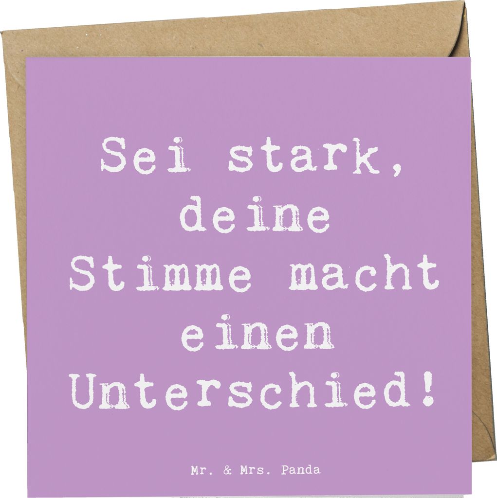 Mr. & Mrs. Panda Klappkarte Spruch Deine Stimme zählt - Lavendeltraum - Geschenk, Trost, Mut, Glückwunschkarte, anlasskarte, Vertrauem, Grußkart...