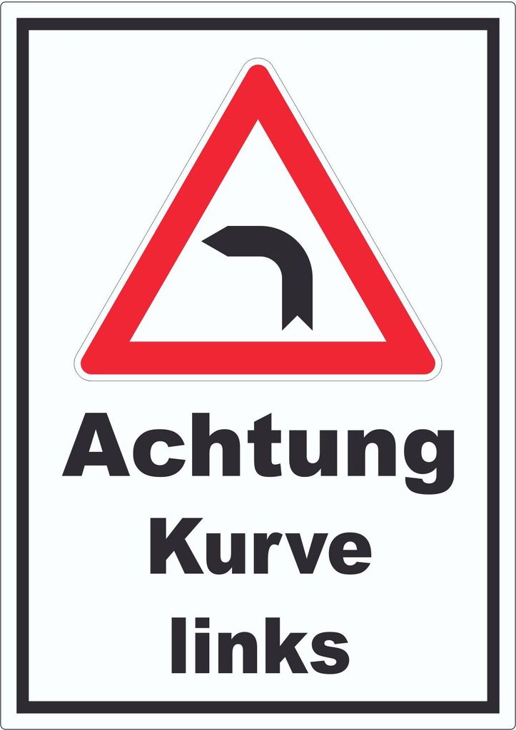 Aufkleber Achtung Kurve links A7 (74x105mm)