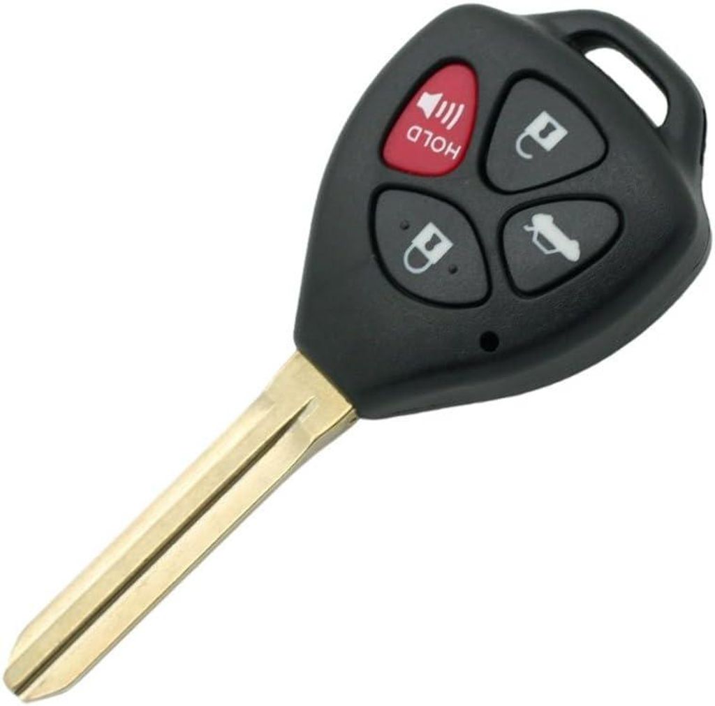 Autoschlüsselgehäuse mit 4 Tasten, kompatibel mit Toyota Corolla, RAV4, Yaris, Camry, Avalon – Modell 3+1 mit roter PANIK-Taste
