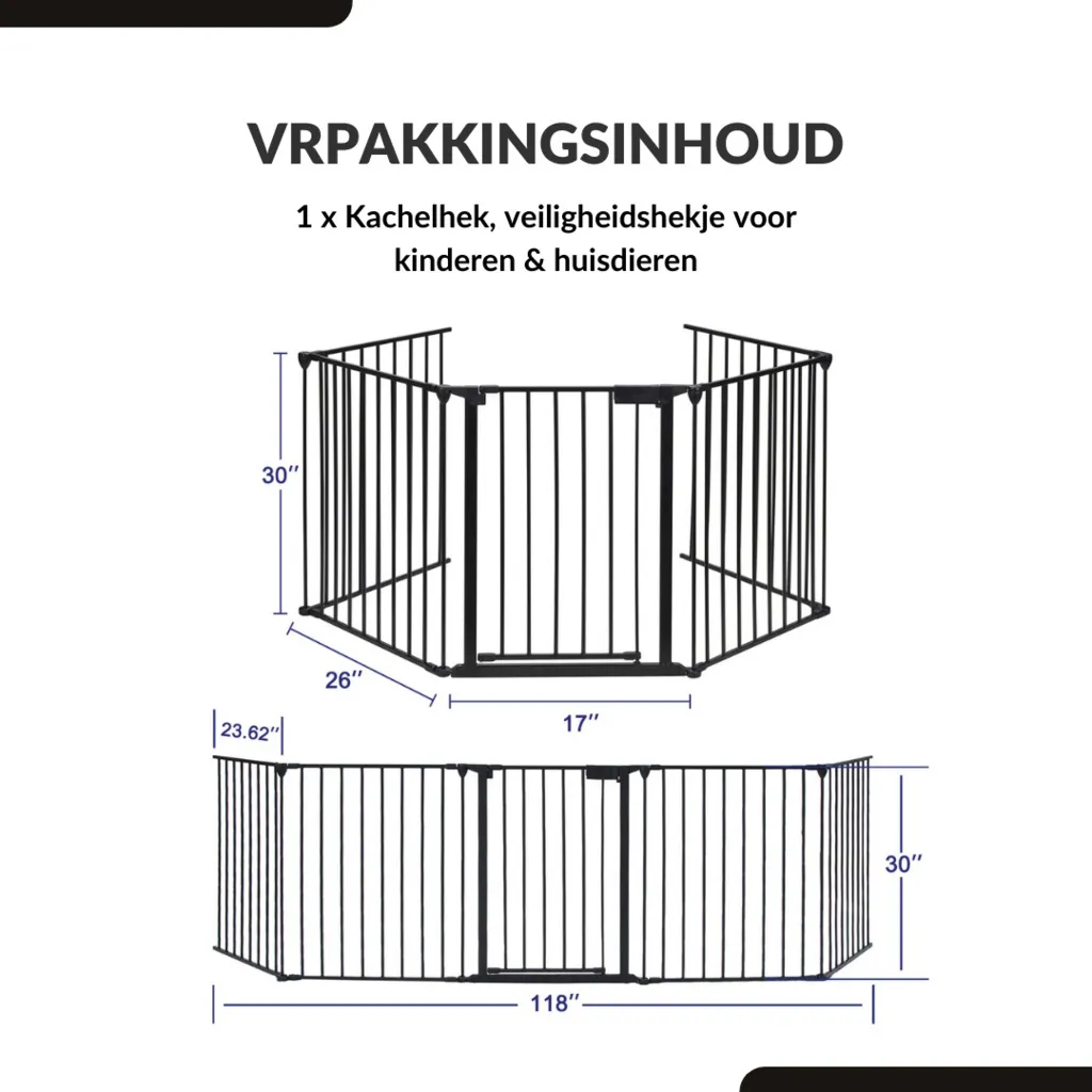 Buxibo Porte de Sécurité Enfant 310 cm - Barrière de Cheminée 5 Panneaux