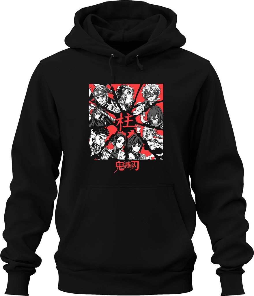 Demon Slayer Kimetsu no Yaiba Hashira Anime Geschenk Vintage Uni Hoodie Kapuzenpullover, Schwarz, XL