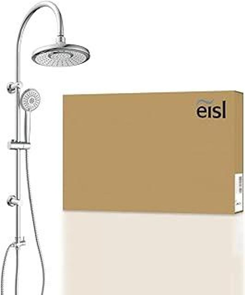 EISL Duschset SOMMERREGEN Chrom, Duschsäule mit Regendusche (Ø 220 mm) und Handbrause 5 Strahlarten, ideal zum Nachrüsten - Nutzung vorhandener ...