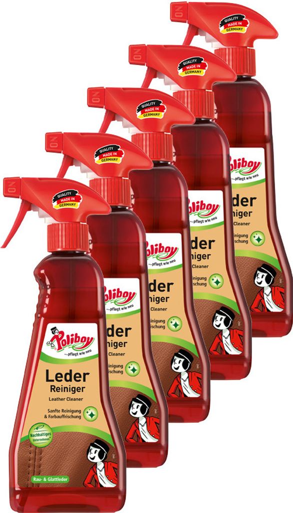Poliboy Lederreiniger 5er Set, Sprühflasche - 1,875L, Inhalt jeweils 375 ml, Reinigung & Pflege