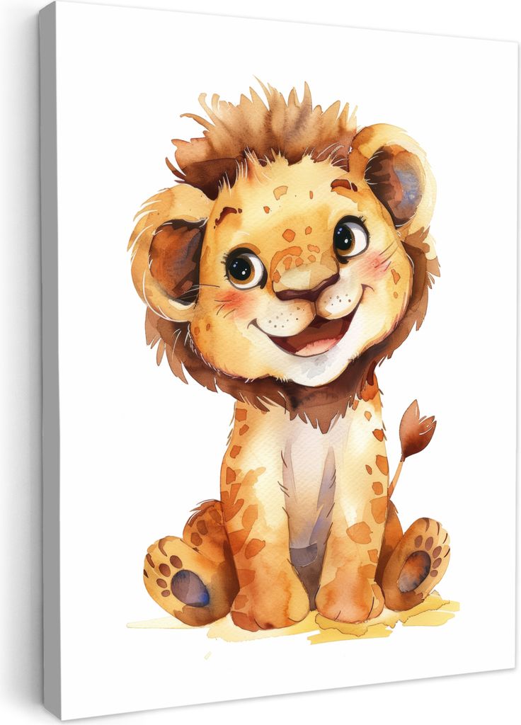Leinwand Bilder 60x80 cm - Kinder Tiere - Löwe, Bilder, Wanddeko, Wandbilder Wohnzimmer
