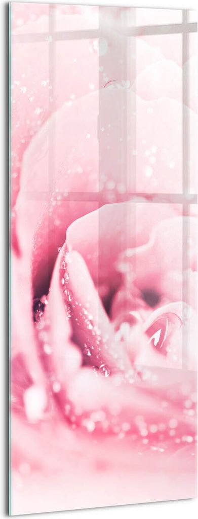Designer Glasbild - Wandbild - Glas Bild - 50x125 cm - Rosa Zarte Blume