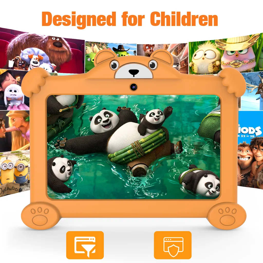 Tablette enfants 7 pouces Android 11 Ourson Jaune antichoc 32Go - 7