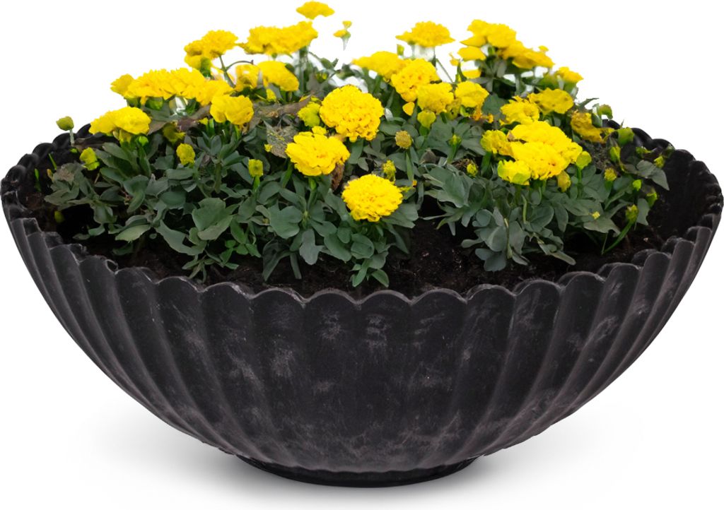 Dekoschale runde Pflanzschale für draussen schwarz marmoriert 16 cm