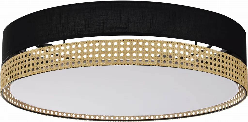 Grand plafonnier osier et paille noir 4xE27 style naturel Boho 60cm