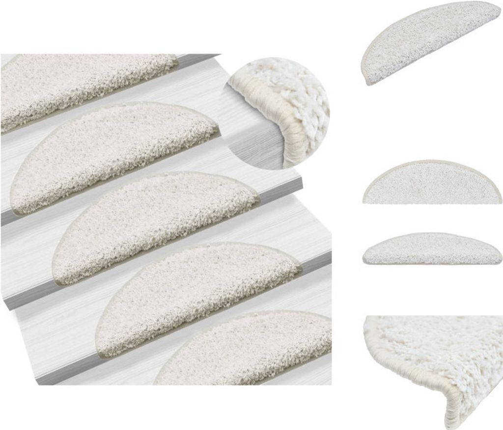 vidaXL Rohože na schody 15 ks Biele 56x17x3 cm - rohože na Obrázok produktu 
