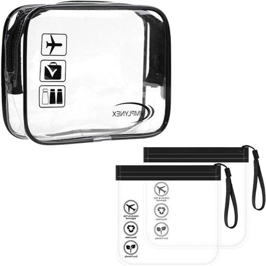 Lot de 3 trousses de maquillage imperméables transparentes PVC souple