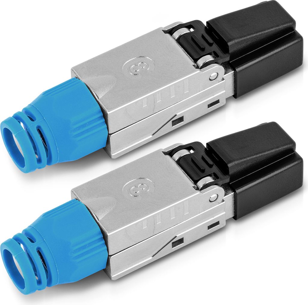 Netzwerk Stecker 2x Cat 8 CAT8.1 Netzwerkstecker RJ45 werkzeuglos Metall 2000MHz