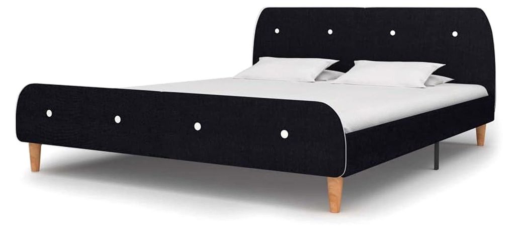 Bettgestell ohne Matratze aus dunkelgrauem Stoff 150x200 cm King Size