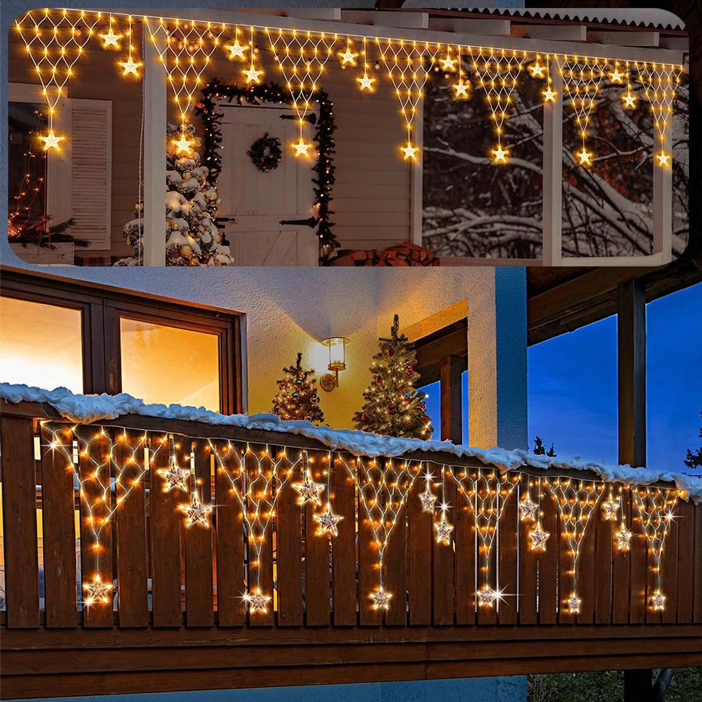 5x0.6M LED Lichtervorhang Weihnachten Sterne Lichterkette