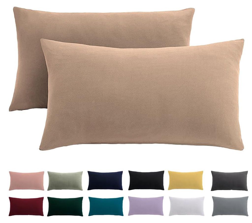 Kissenbezug 40 x 70 cm, 2er-Set – Kissenbezug 40 x 70 cm, beige, 100 % Mikrofaser, bügelfrei und knitterfrei, mit Reißverschluss