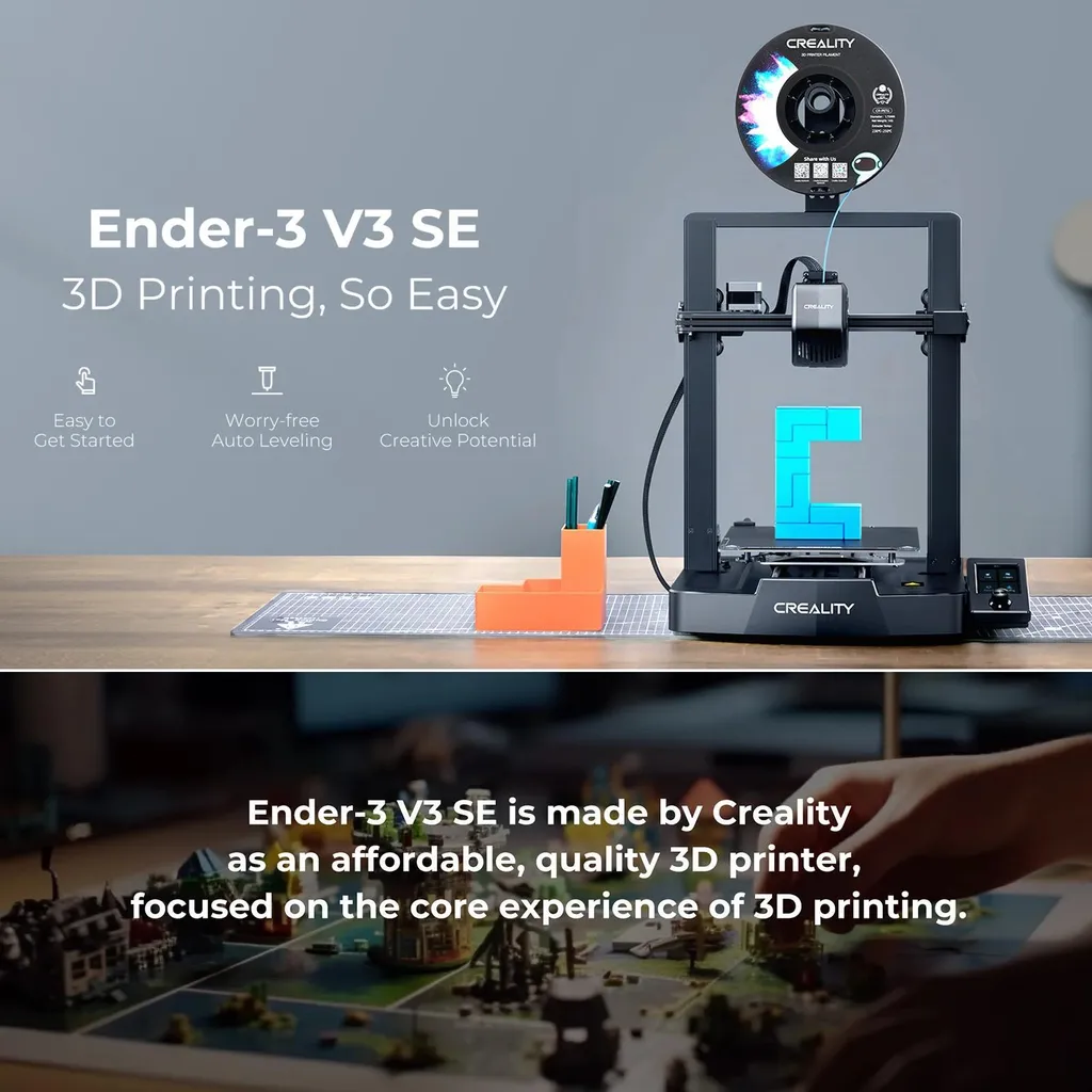 Machine d'impression 3D Ender-3 V3 SE avec extrudeuse Direct Drive - 3