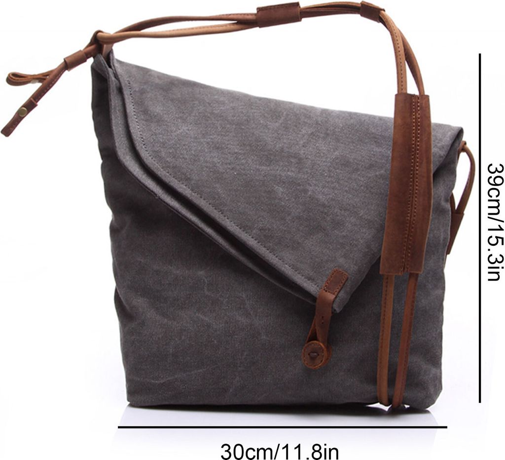 OKWISH Retro Umhängetasche Herren/Damen 13 inch Laptop Tasche Business Commuter Crossbody Bag Outdoor Reisen Große Kapazität Messenger Tasche At...