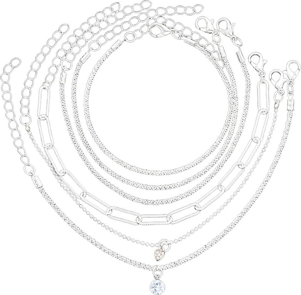 6 Teile/satz Frauen Armbänder Stapelbar Strass Dekor Aushöhlen Glitzernde Zink-legierung Galvanik Einstellbare Länge Dame Handgelenk Schmuck