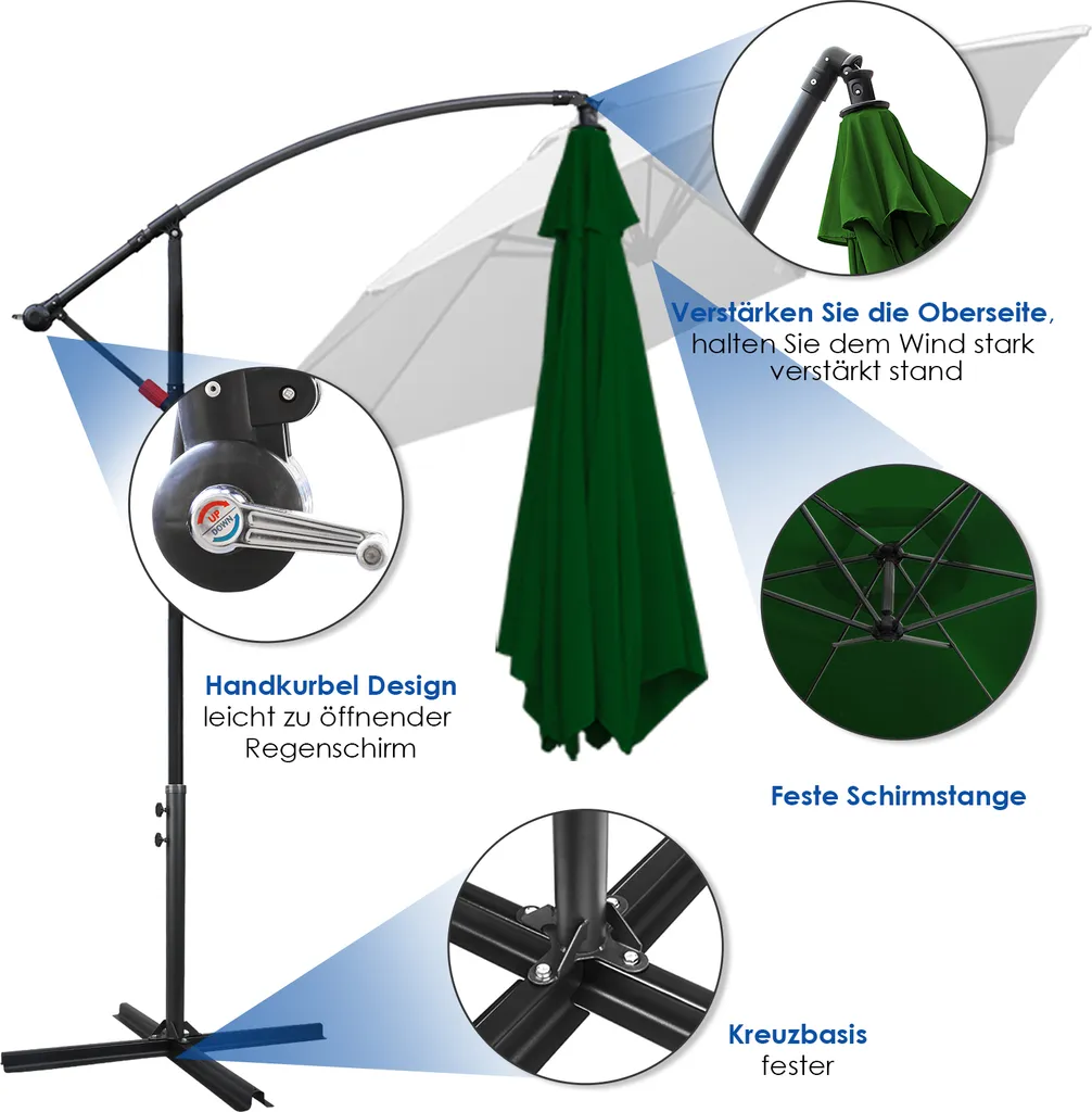Vivi il Giardino con TolleTour Ombrellone Verde 3m - Ombra d'Autore - 4