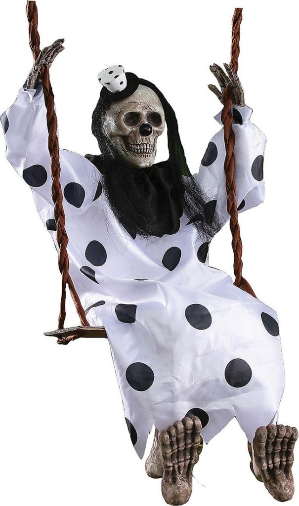 Halloween Skelett Zirkus Clown Geist auf der Schaukel für Grusel Gärten