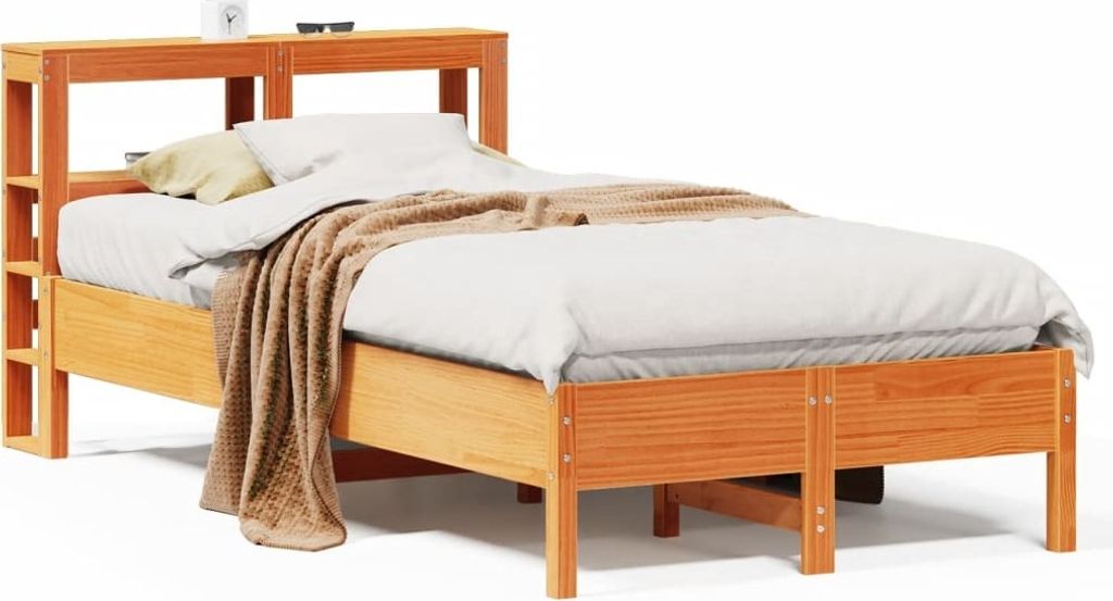 "2026 Promotion" Massivholzbett Schlafzimmer - ohne Matratze - Wachsbraun 120x190 cm - Kiefernholz - Polsterbett CC16340