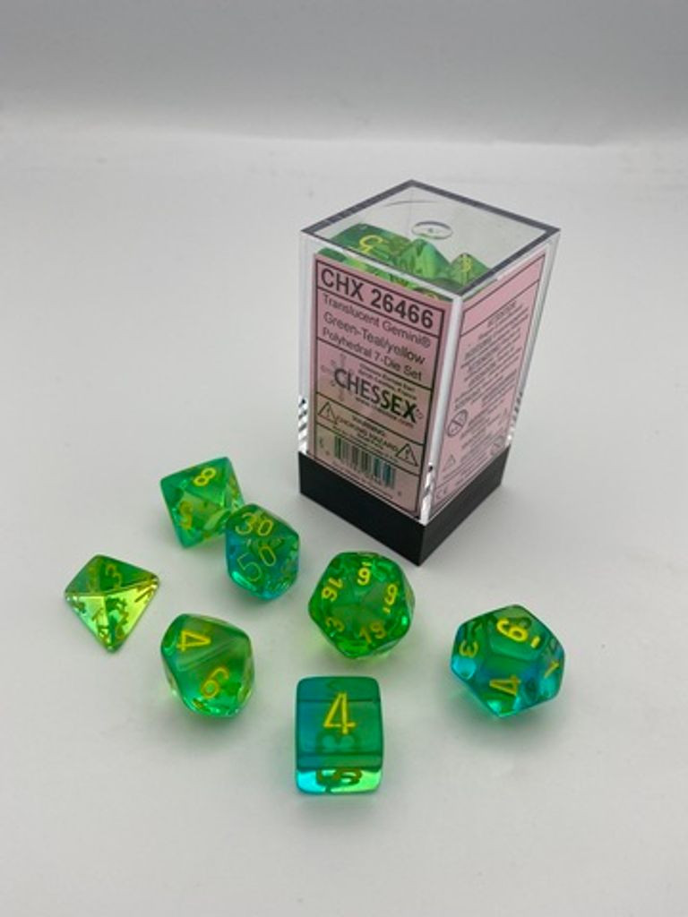 Chessex - Gemini - 7-Die Set - Green-Teal/Yellow