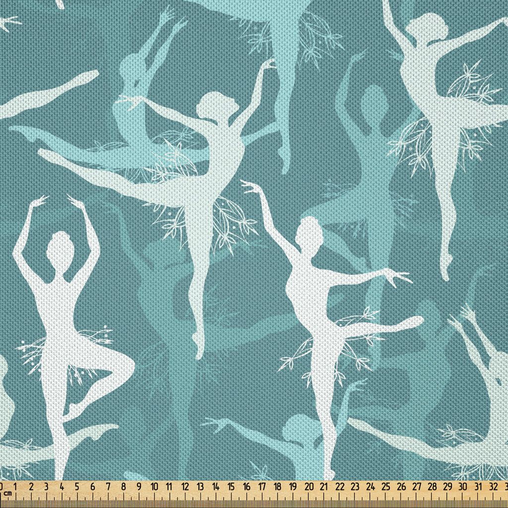 ABAKUHAUS Klassisch Satin Stoff als Meterware, Tanzen-Schattenbild von Ballerinas-Frauen-Körper, der Tänzer Modern Art Deco durchführt, 2 M (148...