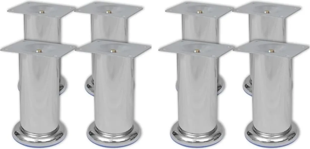 8 Gambe per Divano Professionali 120mm Cromo Rotondo 2pacchi