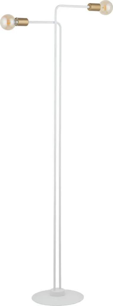 Lampadaire sur pied double têtes Gino blanc et or 2xE27 design 15W