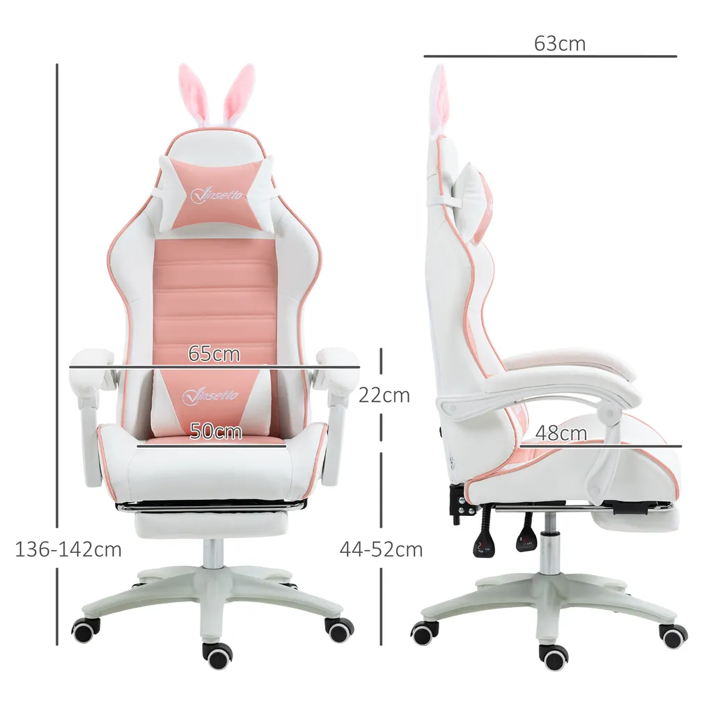 Siège Gaming pour Streaming Rose Confortable avec Dossier Réglable - 5