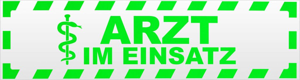 Kiwistar Arzt im Einsatz Motiv 2 gestreift Magnetschild Schild magnetisch - 30cm Neongrün - Magnetfolie für Auto PKW Kfz