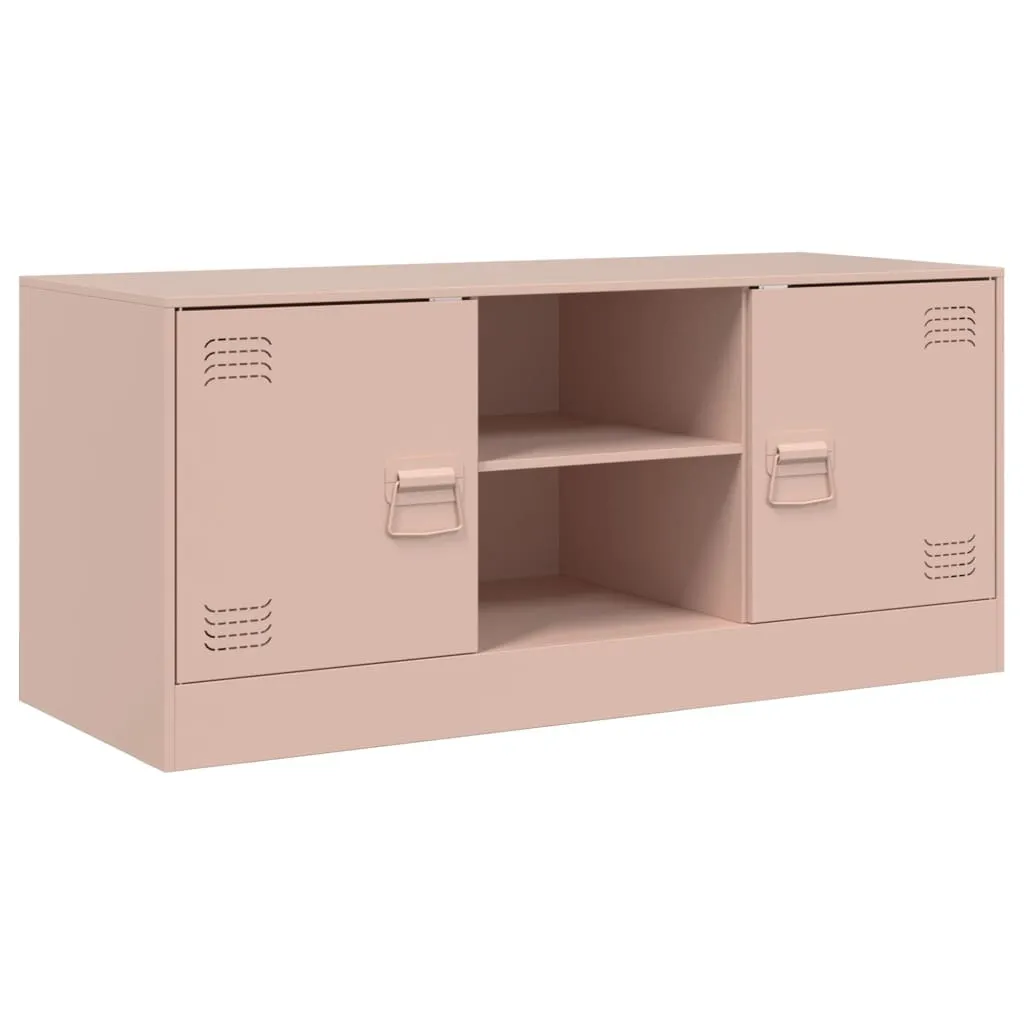 Porta TV SYFAX Acciaio Rosa 99cm - Mobile TV Moderno con Ruote