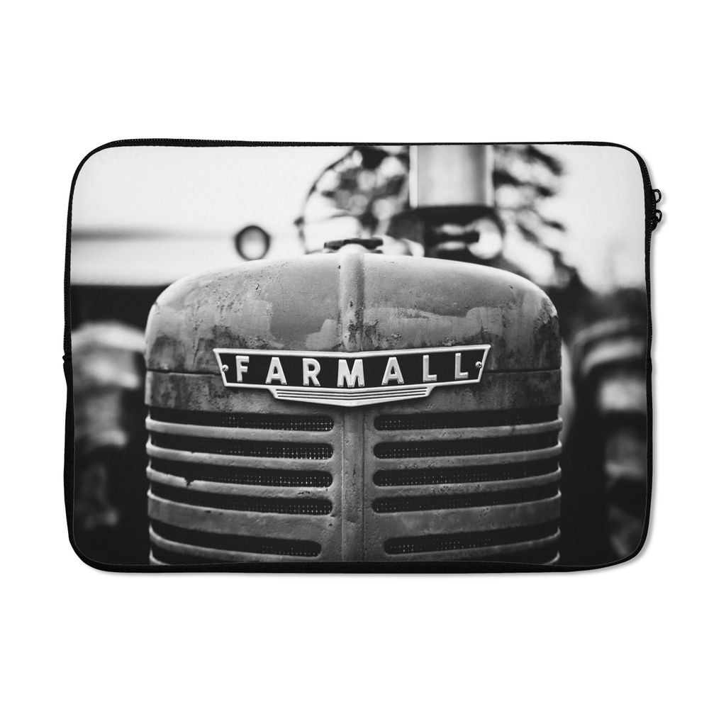 MuchoWow Laptop Hülle 13 Zoll Traktor - Schwarz - Weiß Laptoptasche - Laptophülle - Sleeve - Rundumschutz